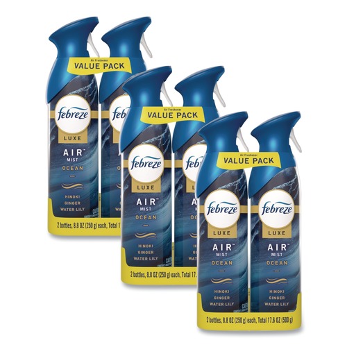 Odor Control | Febreze 80816821 AIR, Ocean, 8.8 oz Aerosol Spray, 2/Pack, 3 Packs/Carton image number 0