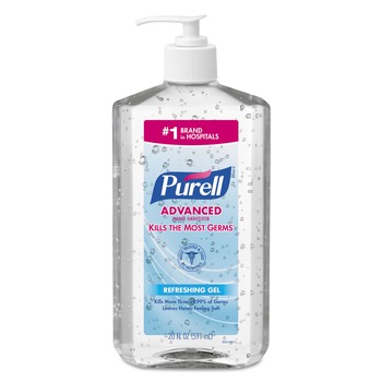 PURELL 3023-12 20 oz. Pump Bottle Advanced Refreshing Gel Clean Scent Hand Sanitizer