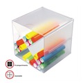 Office Jansan | Deflecto 350201 6 in. x 7.2 in. x 6 in. 4 Compartments X Divider Stackable Plastic Cube Organizer - Clear image number 8