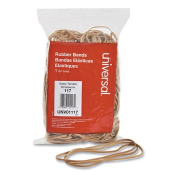 Universal 0.06 in. Gauge Size 117 Rubber Bands - Beige (210/Pack)