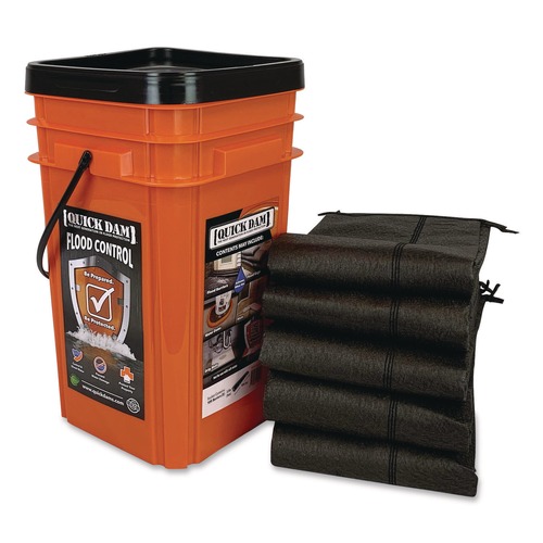 Safety Equipment | Quick Dam QDGG10-5 Outdoor Grab and Go Bucket Kit, (1) Bucket, (5) 10 ft Flood Barriers image number 0