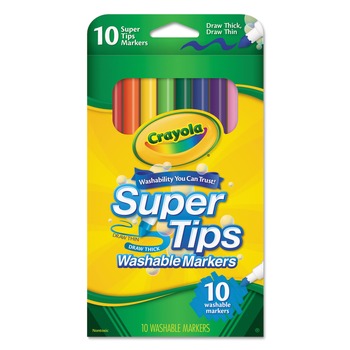 Crayola Fine/Broad Bullet Tips Washable Super Tips Markers - Assorted Colors (10/Set)
