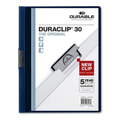 Office Jansan | Durable 220328 DuraClip 30 Sheet Capacity Letter Size Vinyl Report Cover - Navy/Clear (25/Box) image number 0