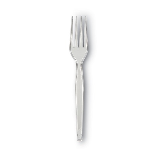 | Dixie FH017 Heavyweight Plastic Cutlery Forks - Clear (1000/Carton) image number 0