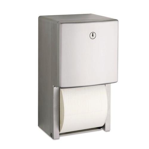 Cleaning & Janitorial Supplies | Bobrick B-4288 ConturaSeries 6.08 in. x 5.94 in. x 11 in. Two-Roll Tissue Dispenser - Stainless Steel image number 0