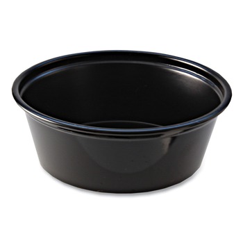 Fabri-Kal 1.5 oz Squat Plastic Portion Cups - Black (250/Sleeve, 10 Sleeves/Carton)