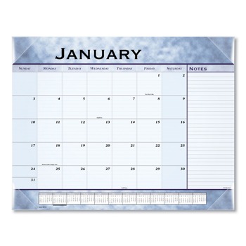 AT-A-GLANCE 12-Month: Jan 2026 to Dec 2026 22 in. x 17 in. Slate Blue Desk Pad - Blue Sheets, Clear Corners