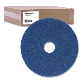 Boardwalk 14 in. Diameter Scrubbing Floor Pads - Blue (5/Carton)