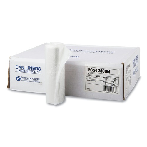 Trash Bags | Inteplast Group EC242406N High-Density 10 gal. 6 microns Commercial Can Liners - Natural (1000/Carton) image number 0