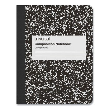 Universal 9.75 in. x 7.5 in. Medium/College Rule Composition Book - Black Marble Cover (100 Sheets)