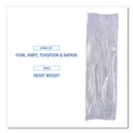 Cutlery | Boardwalk BWKFKTNHWPSWH Heavyweight Fork/Knife/Napkin/Teaspoon 4-Piece Plastic Cutlery Kit - White (250/Carton) image number 5