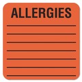 Office Jansan | Tabbies 40560 2 in. x 2 in. "ALLERGIES" Allergy Warning Labels - Fluorescent Red (1-Roll) image number 0
