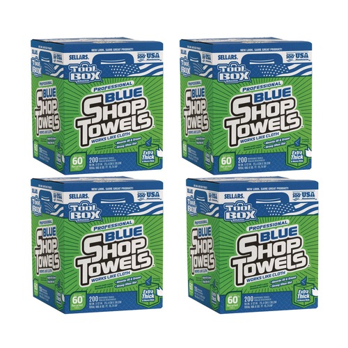 Cleaning Towels | Sellars 55202 1-Ply 10 x 12 TOOLBOX Shop Towels - Blue (4/Carton) image number 0