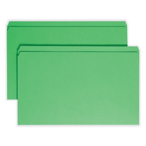 File Folders | Smead 17110 Straight Tabs Legal Size 0.75 in. Expansion Reinforced Top Tab Colored File Folders - Green (100/Box) image number 0