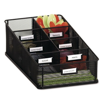 Safco 16 in. x 8.5 in. x 5.25 in. 7 Compartments Steel Mesh Onyx Breakroom Organizers - Black