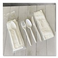 Food Service | Boardwalk BWK4COMBOKITPP 4-Piece Mediumweight Polypropylene Plastic Fork/Knife/Napkin/Spoon Cutlery Kit - White (250/Carton) image number 4