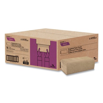 Cascades PRO 9 in. x 9.45 in. Single-Fold 1-Ply Select Folded Paper Towels - Natural (16 Packs/Carton)