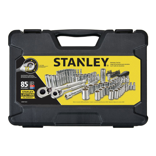 and Metric Mechanics Tool Set with Tool Chest SAE Stanley 81-Piece Standard 
