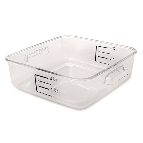 Containers | Rubbermaid Commercial FG630200CLR SpaceSaver 8.8 in. x 8.75 in. x 2.7 in. 2 qt. Plastic Square Containers - Clear image number 0