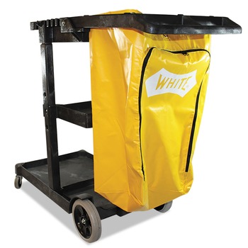 Impact 3 Shelves 1 Bin 20.5 in. x 48 in. x 38 in. Plastic Janitorial Cart - Yellow