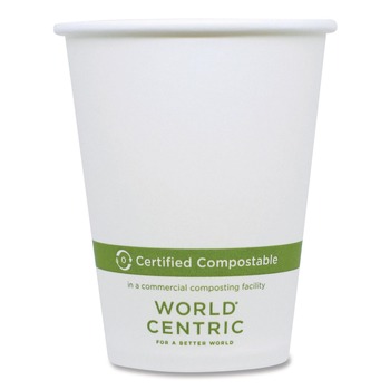 World Centric 8 oz. Paper Hot Cups - White (1000/Carton)