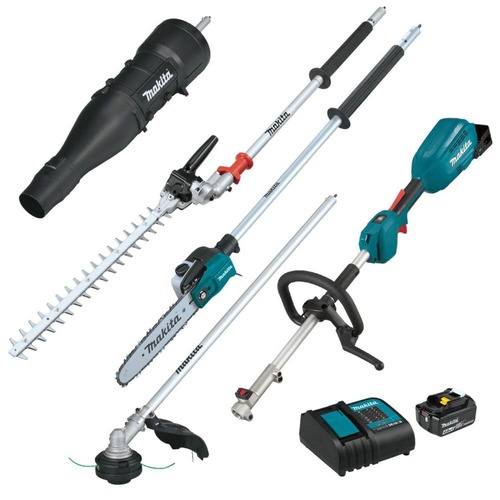 Lawn Mowers | Factory Reconditioned Makita XUX02SM1X6-R 18V LXT Brushless Lithium-Ion Cordless Power Head Kit with String Trimmer/Pole Saw/Articulating Hedge Trimmer/Blower Couple Shaft Attachments (4 Ah) image number 0