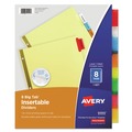 Office Jansan | Avery 11111 Big Tab 11 in. x 8.5 in. 8-Tab Double-Sided Gold Edge Reinforcing Insertable Dividers - Assorted Tabs/Buff (1-Set) image number 0