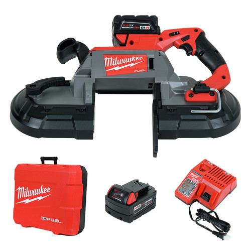 Band Saws | Milwaukee 2729-22 M18 FUEL Cordless Lithium-Ion Deep Cut Band Saw with (2) XC 5 Ah Li-Ion Batteries image number 0