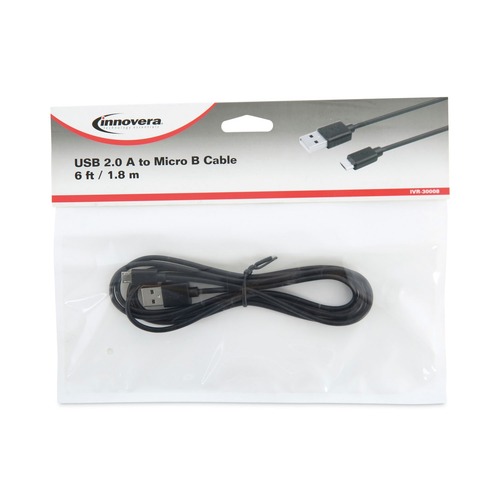 Office Electronics & Batteries | Innovera IVR30008 6 ft. USB to Micro USB Cable - Black image number 0