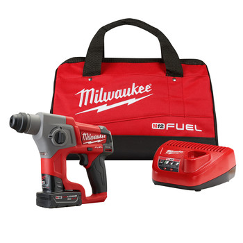 Milwaukee 2416-22XC M12 FUEL Lithium-Ion 5/8 in. SDS-Plus Rotary Hammer Kit with 2 XC Batteries Milwaukee 2416-22XC M12 FUEL Lithium-Ion 5/8 in. SDS-Plus Rotary Hammer Kit with 2 XC Batteries