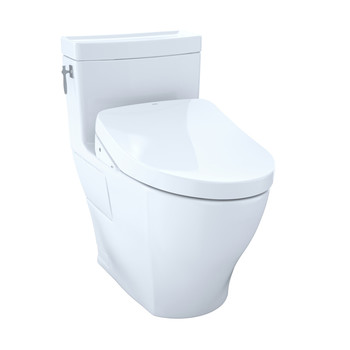 BIDETS | TOTO MW6263056CEFGA#01 WASHLETplus Aimes 1-Piece Elongated 1.28 GPF Toilet with Auto Flush S550e Bidet Seat (Cotton White)