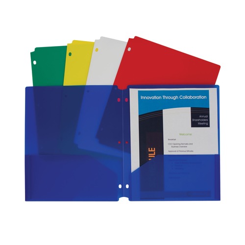 File Folders | C-Line 32930 3-Hole Punch 11 in. x 8.5 in. 2-Pocket Heavyweight Poly Portfolio Folder - Assorted (10/Pack) image number 0