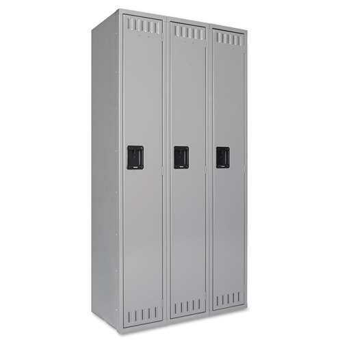 Office Filing Cabinets & Shelves | Tennsco STS-121872-C-MGY 36 in. x 18 in. x 72 in. Three Lockers with Hat Shelves and Coat Rods Single-Tier Locker - Medium Gray image number 0