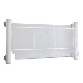 Safco 4133SL Luxe 3 Compartment 31.75 in. x 5 in. x 15.25 in. Magazine Rack - Clear/Silver