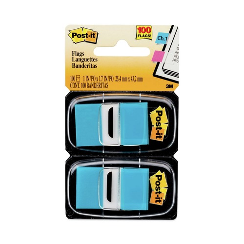 Office Jansan | Post-it Flags 680-BB2 Standard Page Flags in Dispenser - Bright Blue (50-Flags/Dispenser, 2-Dispensers/Pack) image number 0