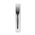 Cutlery | Dixie FM5W540 Grab'N Go Wrapped Cutlery Fork - Black (90-Piece/Pack) image number 1