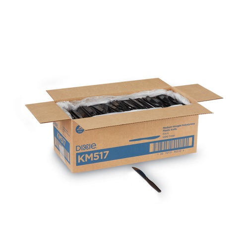 Cutlery | Dixie KM517 Plastic Cutlery Heavy Mediumweight Knives - Black (1000/Carton) image number 0