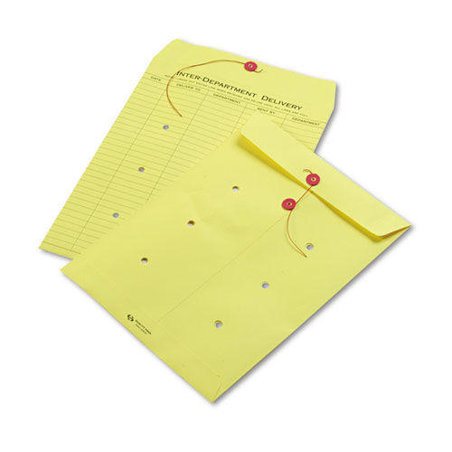  | Quality Park QUA63576 Colored Paper String And Button Interoffice Envelope, #97, One-Sided Five-Column Format, 10 X 13, Yellow, 100/box image number 0