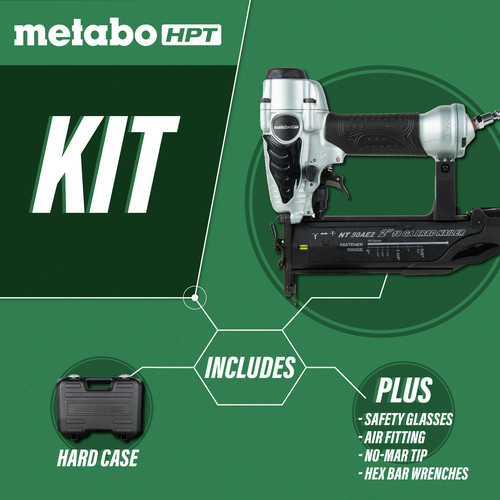 Metabo HPT N3804AB3 Pneumatic 1/4-Inch Narrow Crown Stapler with Metabo HPT EC28M 1 gallon Quiet Air Compressor Finish Staples and Metabo HPT 115155M Air Nailer Hose 
