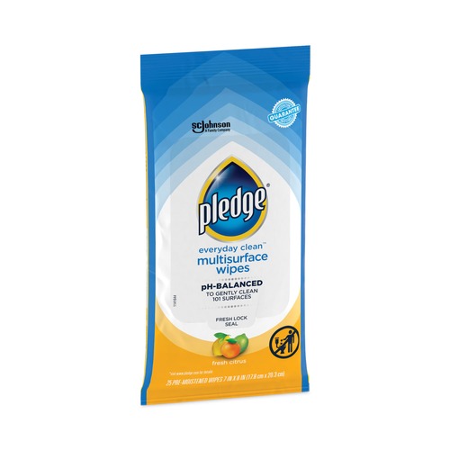 Pledge 319249 Multi-Surface Cloth Cleaner 7 in. x 10 in. Wet Wipes - Fresh Citrus (25-Piece/Pack) image number 0