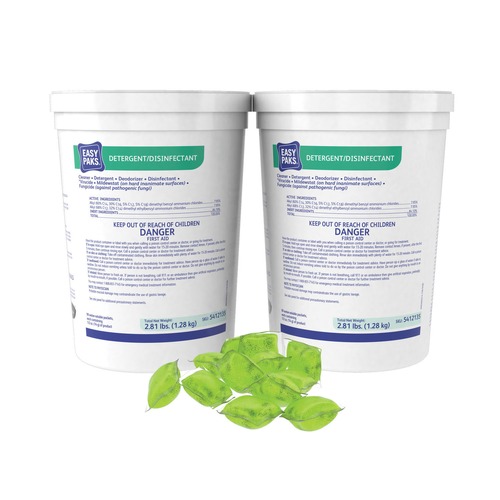 Cleaning & Janitorial Supplies | Easy Paks 5412135 Lemon Scent 0.5 oz. Packet Detergent/ Disinfectant (180/Carton) image number 0