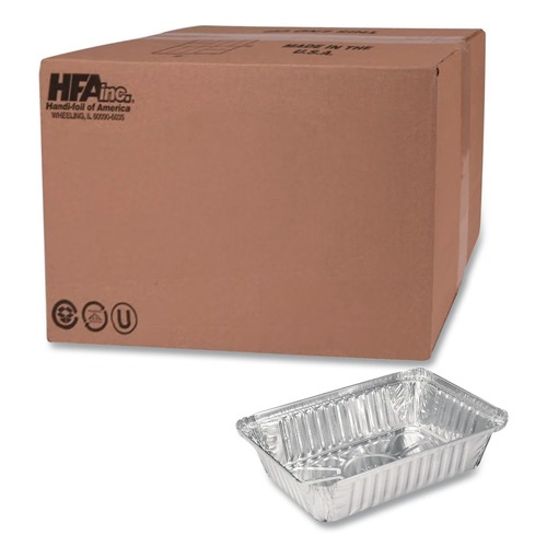 Bulk Savings Pricing 2 | Handi-Foil 206230 5.94 in. x 8.44 in. x 1.81 in. 2.25 lbs. Capacity Aluminum Oblong Pan - Silver (500/Carton) image number 0