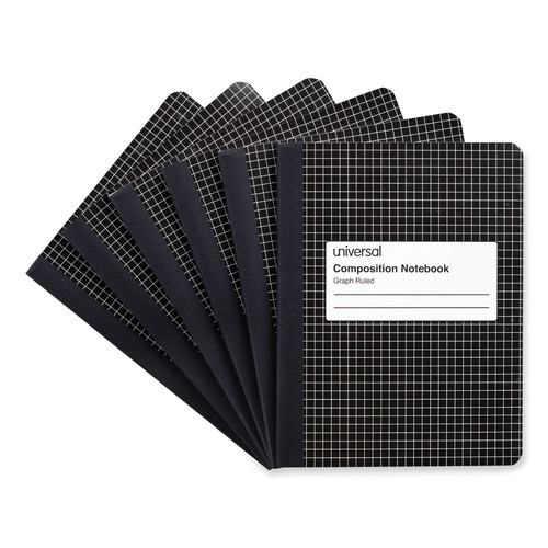 Mothers Day Sale! Save an Extra 10% off your order | Universal UNV20957 100 Sheets 9.75 in. x 7.5 in. 4 sq-in. Quadrille Rule Composition Book - Black Marble (6/Pack) image number 0