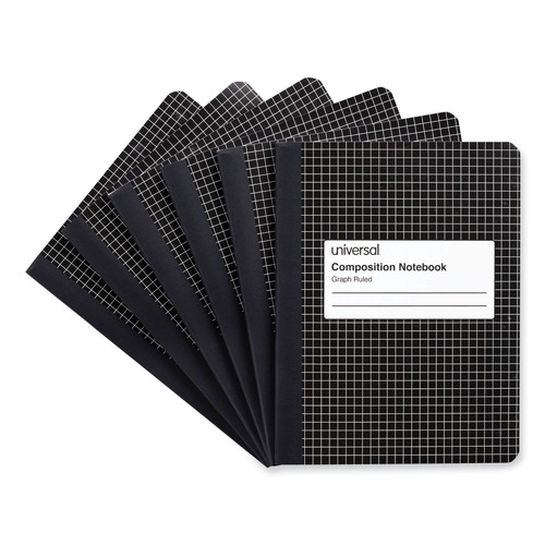Office Jansan | Universal UNV20957 100 Sheets 9.75 in. x 7.5 in. 4 sq-in. Quadrille Rule Composition Book - Black Marble (6/Pack) image number 0
