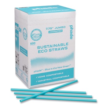 phade 7.75 in. Marine Biodegradable Straws - Ocean Blue (6000/Carton)