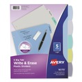 Office Jansan | Avery 16170 Write and Erase Big Tab 11 in. x 8.5 in. 5-Tab 3-Hole Punched Durable Plastic Dividers - Assorted (1-Set) image number 0