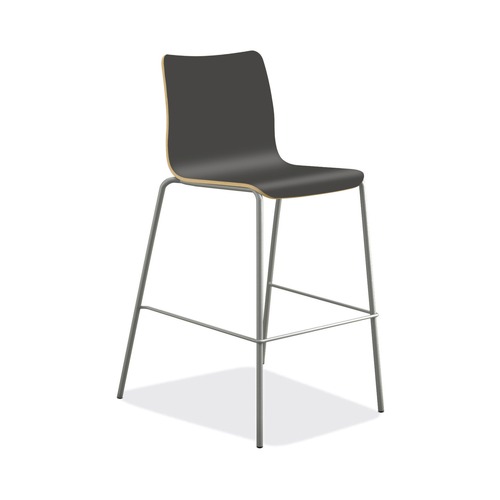 Office Chairs | HON HRUCK5L.S.PR8 Ruck 30 in. Seat Height Supports Up to 300 lbs. Laminate Stool - Charcoal Seat/Back, Silver Base image number 0