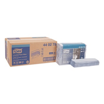 Tork 4-Ply 12.8 in. x 16.4 in. Unscented Industrial Paper Wiper - Blue (450/Carton)