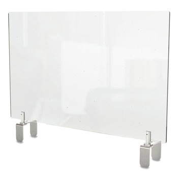 Ghent 29 in. x 3.88 in. x 18 in. Thermoplastic Sheeting Clear Partition Extender with Attached Clamp