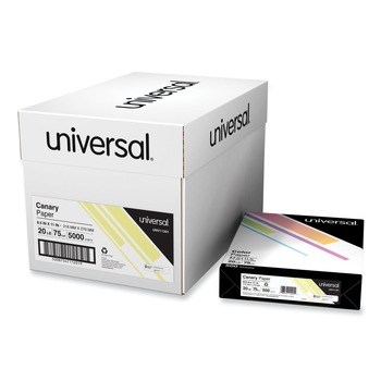 Universal 8.5 in. x 11 in. 20 lbs. Bond Weight Deluxe Colored Paper - Canary (10 Reams/Carton)